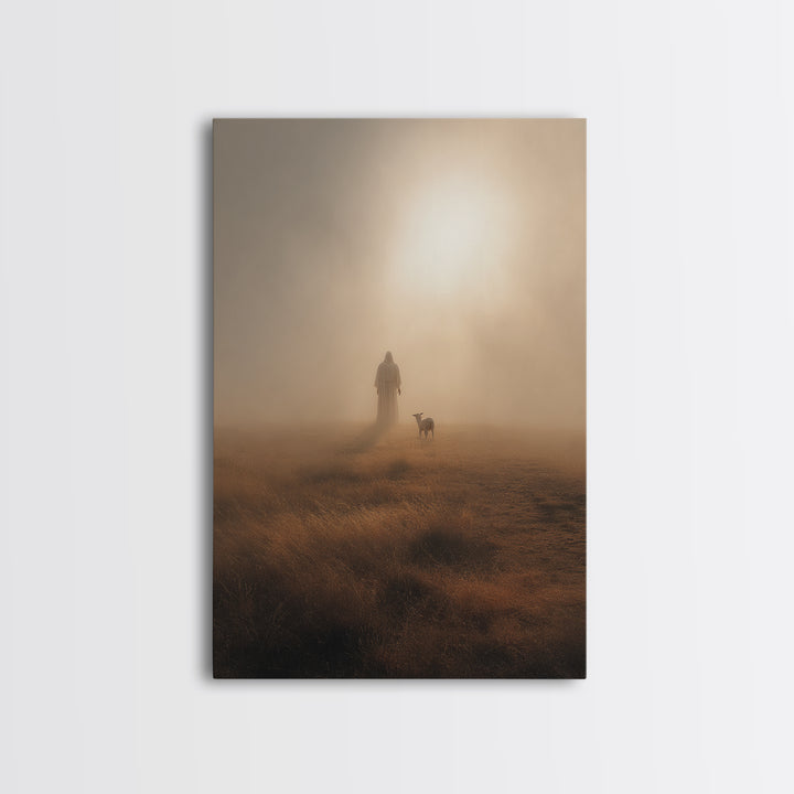 Golden Quiet Path – Framed Canvas Print – Christian Painting – Christian Art Canvas – Christian Wall Art – Subtle Christian Paintings