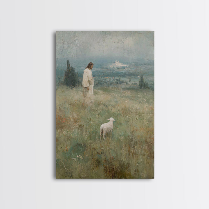 Valley of Stillness – Framed Canvas Print – Christian Wall Art – Christian Art Print – Jesus Painting – Vintage Christian Art