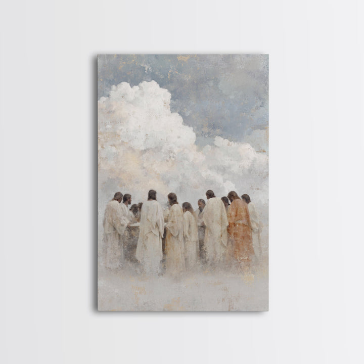 Sacred Gathering – Framed Canvas Print – Jesus Painting – Christian Art Canvas – Christian Wall Art – Modern Christian Art – Christmas Art