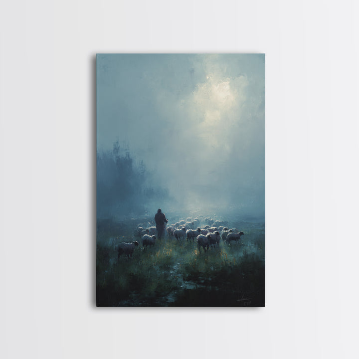 Dawn Shepherd | Framed Canvas Print | Moody Christian Art | Christian Wall Art | Christian Art Canvas | Jesus Painting | Large Christian Pa