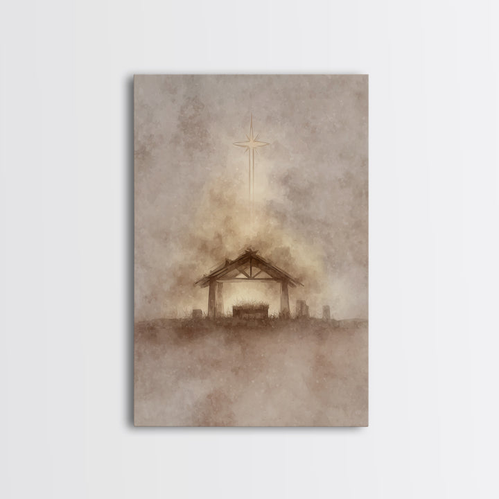 Holy Star | Framed Canvas Print | Christmas Wall Art | Christian Christmas Art | Christmas Art Prints | Christian Art Canvas | Modern Chris