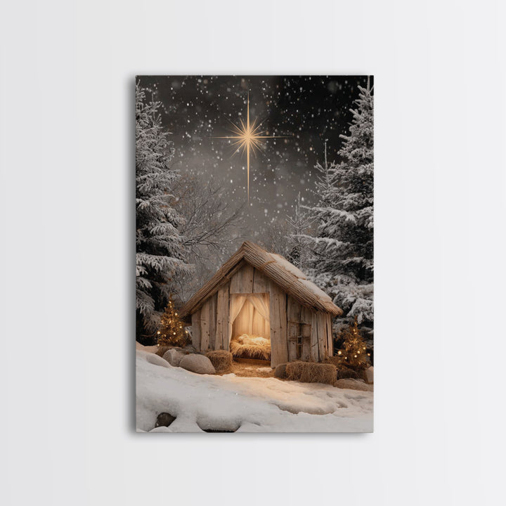 Silent Winter Nativity – Framed Canvas Print – Christian Art Canvas – Christian Christmas Art – Christian Wall Art – Christian Art – Jesus