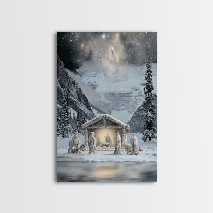Shepherds In Stillness – Framed Canvas Print – Christian Christmas Art – Christian Art Canvas – Christian Art – Jesus Painting – Christian