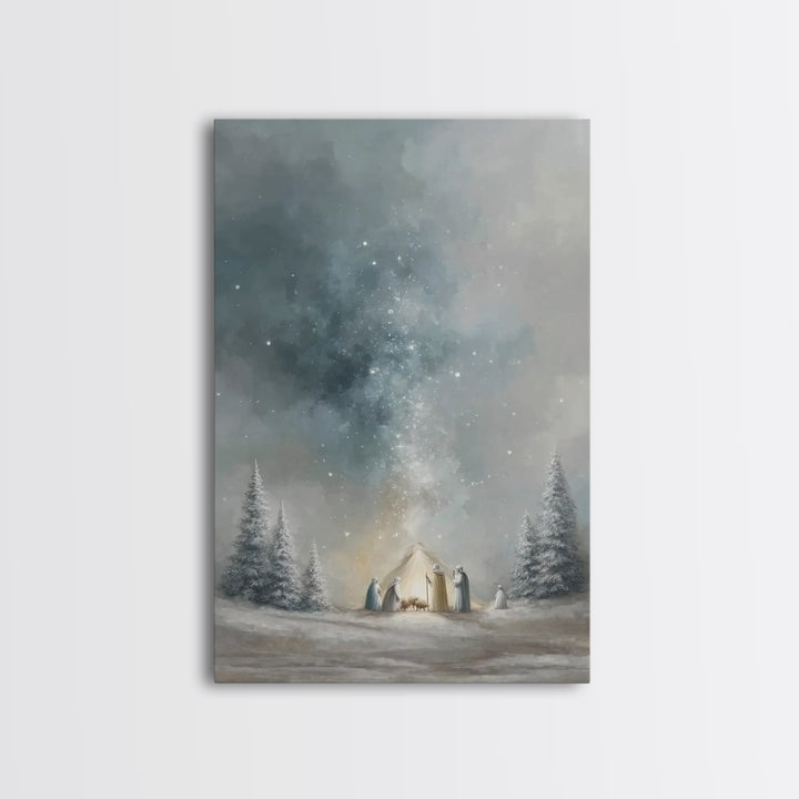 Guiding Star Arrival – Framed Canvas Print – Christian Wall Art – Jesus Painting – Christian Christmas Art – Christian Art Canvas – Christi