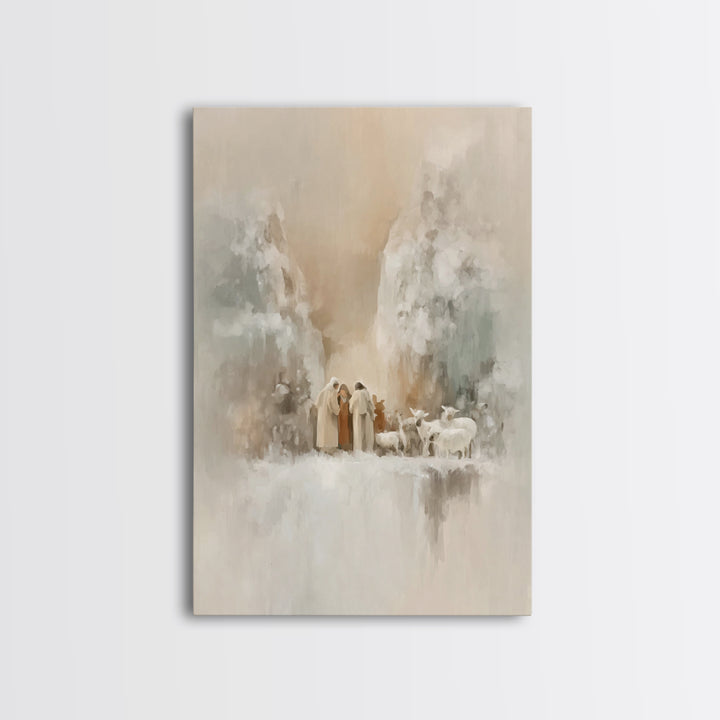 Peaceful Christmas Dawn – Framed Canvas Print – Jesus Painting – Christian Art Canvas – Christian Christmas Art – Christian Art – Christian