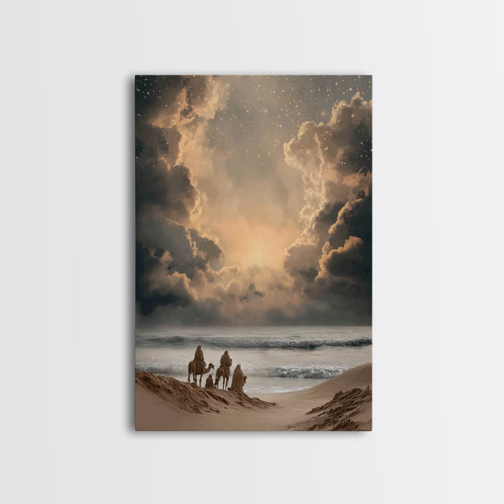 Desert Star Journey – Framed Canvas Print – Christian Wall Art – Christian Art Canvas – Christian Christmas Art – Jesus Painting – Christia