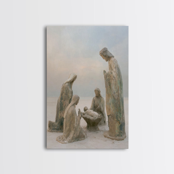 Humble Birth Scene – Framed Canvas Print – Jesus Painting – Christian Art – Christian Art Canvas – Christian Christmas Art – Christian Wall