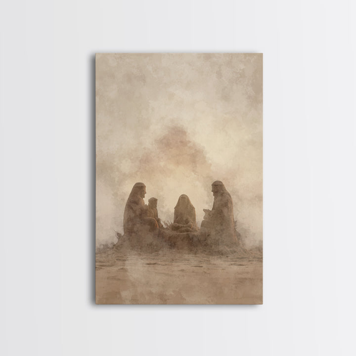 Sacred Sand Gathering – Framed Canvas Print – Christian Art – Christian Christmas Art – Christian Wall Art – Christian Art Canvas – Jesus P