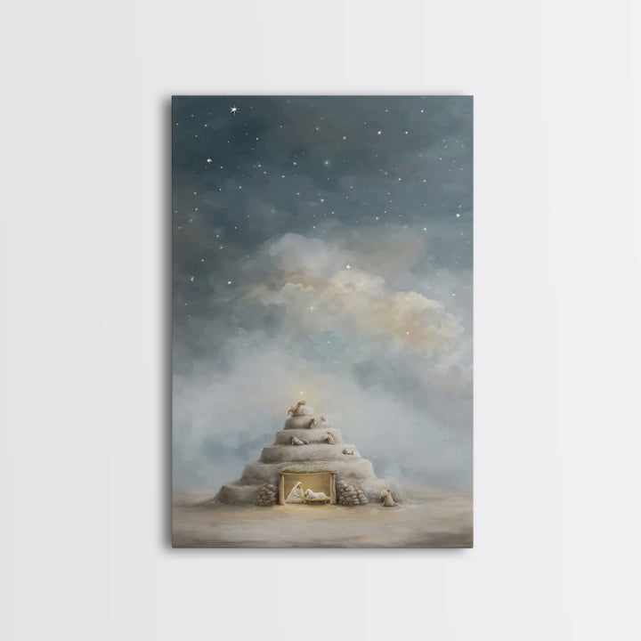 Heaven’s Quiet Watch – Framed Canvas Print – Christian Art Canvas – Christian Wall Art – Jesus Painting – Christian Christmas Art – Christi