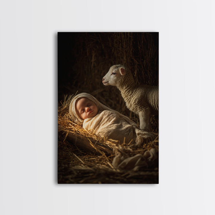 Holy Child Slumber – Framed Canvas Print – Christian Art – Christian Christmas Art – Jesus Painting – Christian Art Canvas – Christian Wall