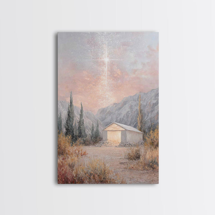 Blessed Shelter Star – Framed Canvas Print – Christian Art – Christmas Wall Art – Jesus Painting Canvas – Christian Christmas Art – Modern