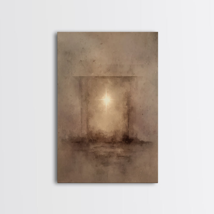 Heavenly Birth Glow – Framed Canvas Print – Christian Art Canvas – Christmas Art Framed – Christian Wall Art – Jesus Christmas Art – Christ