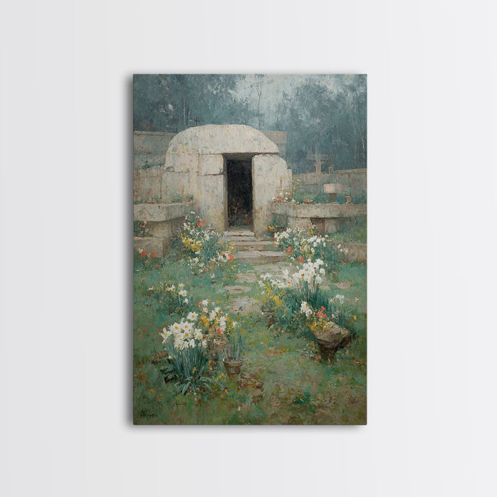 Sanctuary Bloom, Framed Canvas Print, Christian Art Painting, Christian Wall Art, Jesus Canvas Art, Vintage Christian Art