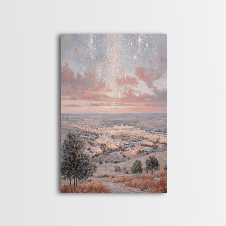 Starry Promise – Framed Canvas Print – Christian Christmas Decor – Christian Art Canvas – Moody Christmas Art – Christian Wall Art