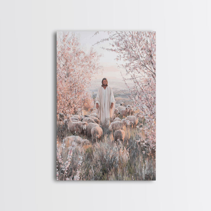 Gentle Shepherd – Framed Canvas Print – Christian Wall Art – Jesus Painting – Christian Art Canvas – Christian Home Decor