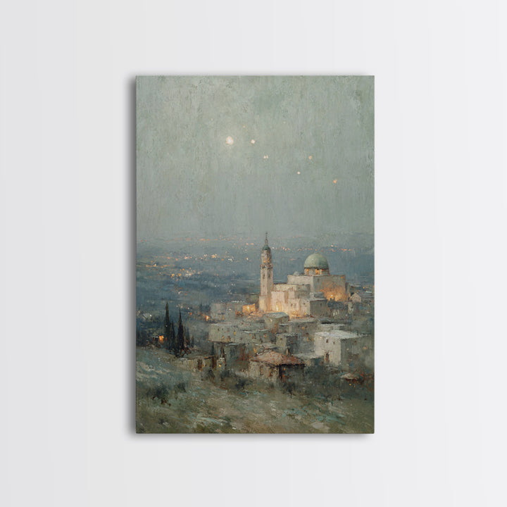 Radiant Bethlehem – Framed Canvas Print – Christian Art Print – Framed Christmas Art – Christian Wall Art – Christmas TV Art