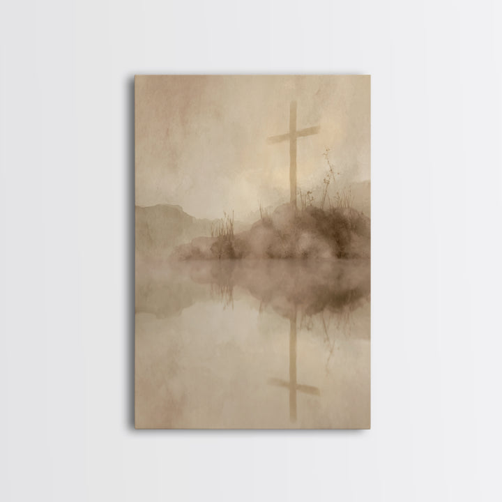 Sacred Hill Cross – Framed Canvas Print – Christian Wall Art – Christian Art Canvas – Vintage Christian Art – Christian Gift – Christian De
