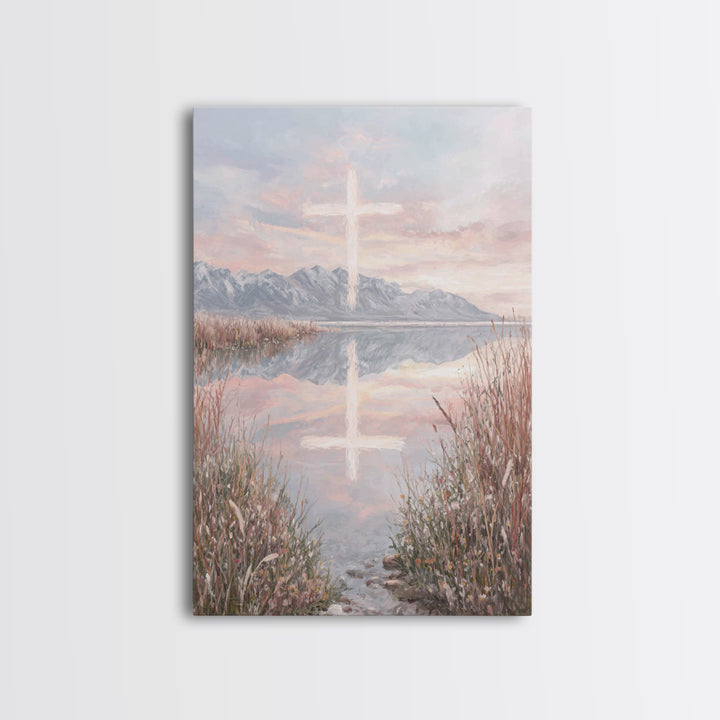 Morning Glory Cross – Framed Canvas Print – Christian Christmas Art – Christian Wall Art – Christian Art Canvas – Christian Decor For Home