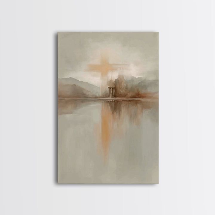 Radiant Hill Cross – Framed Canvas Print – Christian Wall Art – Christian Art Canvas – Minimalist Christian Art – Christian Art Print – Chr