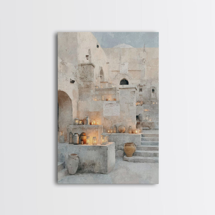 Bethlehem Lantern Court – Framed Canvas Print – Christian Christmas Art – Christmas Art Prints – Christian Wall Art – Christian Art Canvas