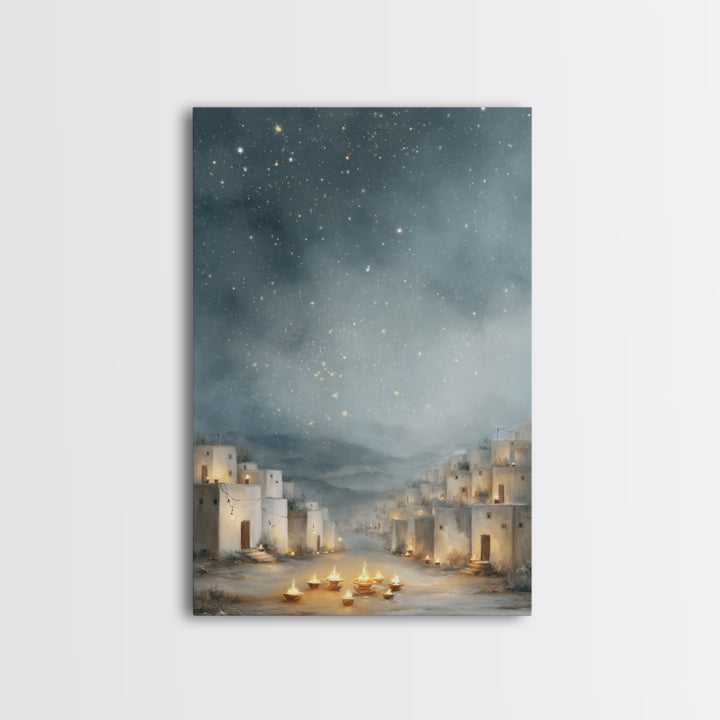 Starry Bethlehem Sky – Framed Canvas Print – Christmas Wall Art – Christian Art Canvas – Framed Christmas Art – Christian Christmas Art – C