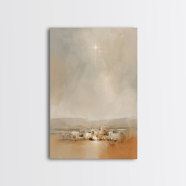 Bethlehem Glow – Framed Canvas Print – Christian Art Canvas – Christmas Wall Art – Christian Christmas Art – Minimalist Christian Art