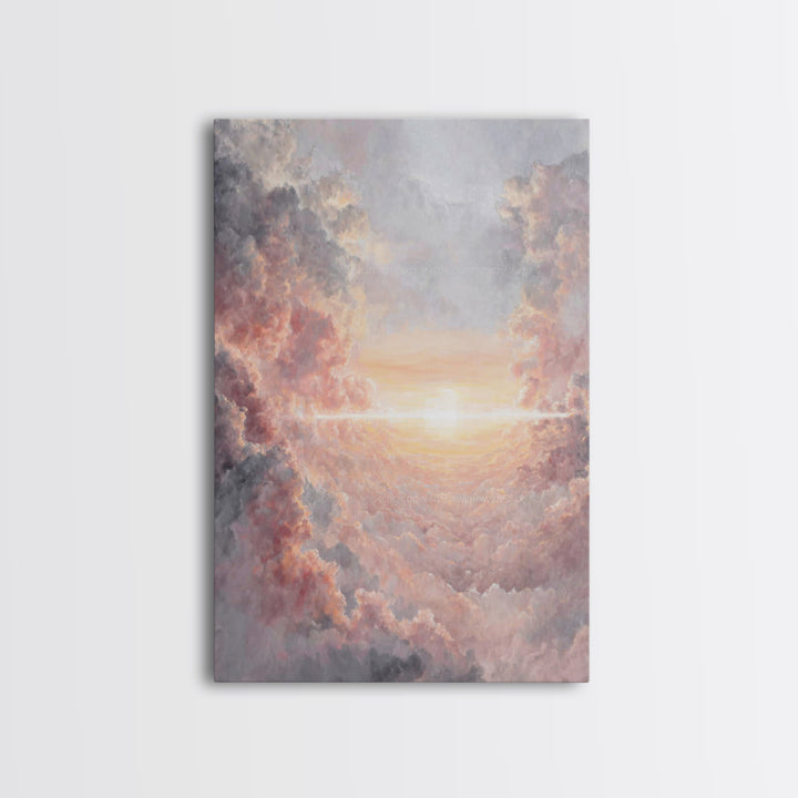 Celestial Sunrise Glow, Framed Canvas Print, Christian Art Canvas, Christian Christmas Art, Christian Wall Art, Large Christian Art, Subtle