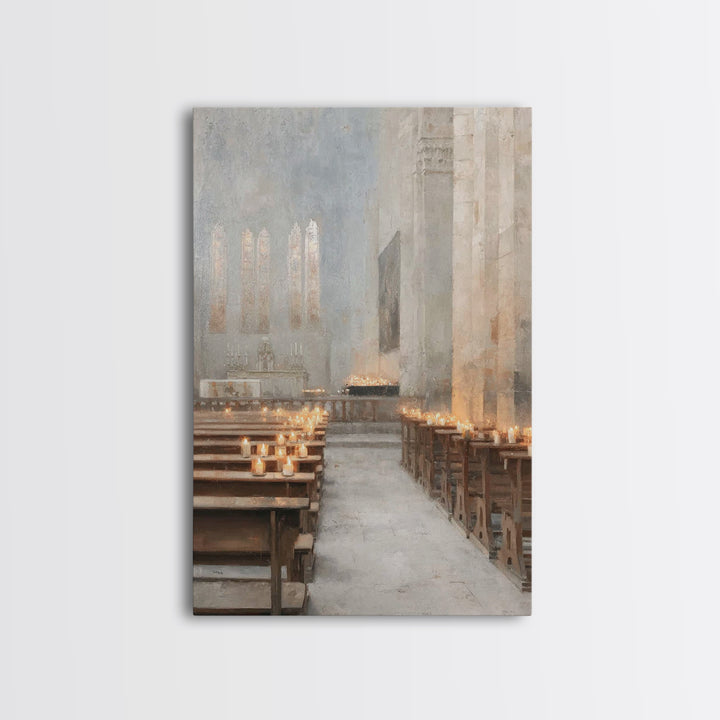 Candlelit Reverence, Framed Canvas Print, Christian Wall Art, Christian Art Work, Subtle Christian Paintings, Christian Decor For Home, Chr