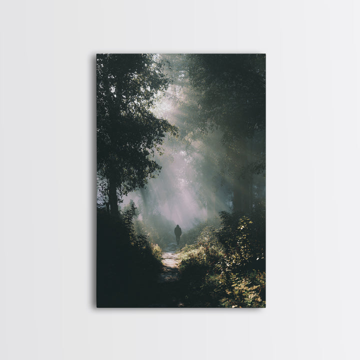Forest Light – Framed Canvas Print – Christian Art – Moody Christian Art – Christian Art Canvas – Christian Wall Art – Jesus Painting