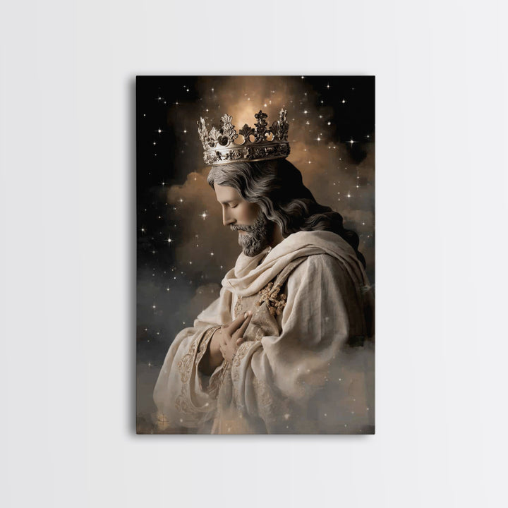Celestial Shepherd King - Framed Canvas Print - Christian Wall Art - Jesus Painting - Christian Art Canvas - Christian Decor - Christmas Ar