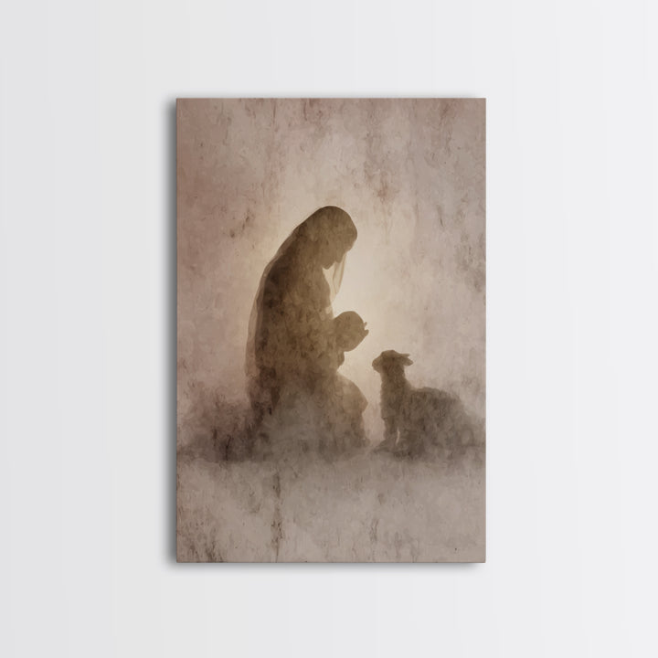 Silent Holy Moment - Framed Canvas Print - Christian Art Canvas - Christian Wall Art - Christian Christmas Art - Christian Gifts - Jesus Pa