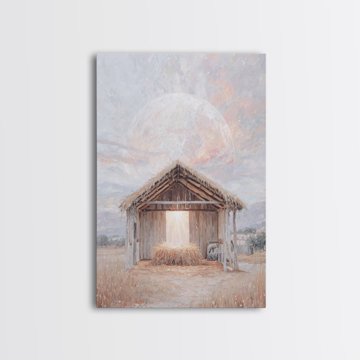 Holy Manger Light – Framed Canvas Print – Christmas Art – Christian Wall Art – Christian Art Canvas – Christian Christmas Decor – Christian