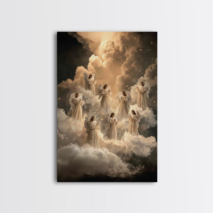 Celestial Gathering – Framed Canvas Print – Christian Wall Art – Vintage Christian Art – Christian Art Painting – Christian Gift Ideas – Ch
