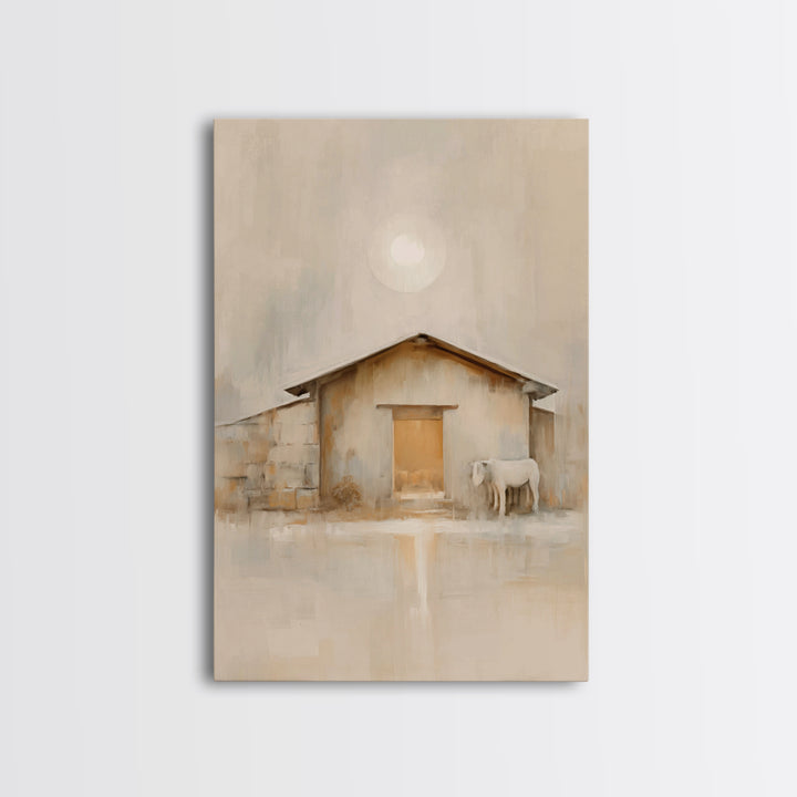 Morning Stable Grace – Framed Canvas Print – Christian Wall Art – Jesus Painting – Christian Art Canvas – Christmas Art – Christian Decor