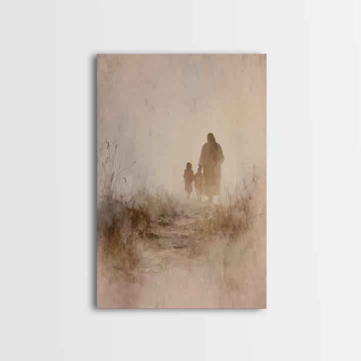 Evening Path Peace, Framed Canvas Print, Christian Art Canvas, Jesus Painting, Christian Wall Art, Christmas Art, Christian Gift