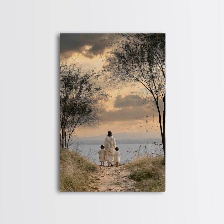 Twilight Shore Hope | Framed Canvas Print | Christian Wall Art | Christian Art Canvas | Jesus Painting | Christian Christmas Art | Christia