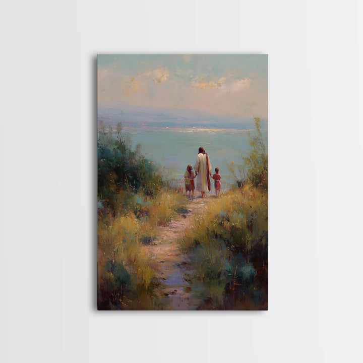 Wheatland Blessing, Framed Canvas Print, Christian Wall Art, Christian Art Canvas, Jesus Painting, Christian Decor, Christmas Art