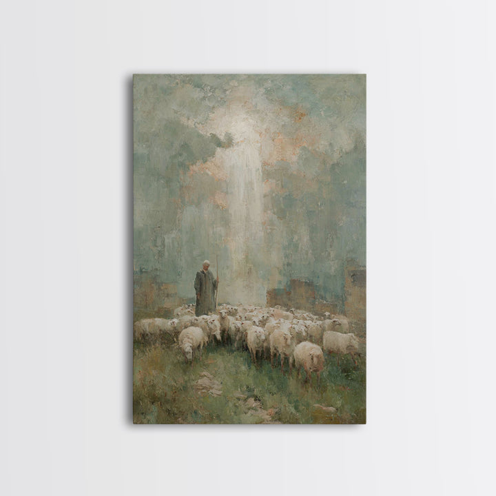 Radiant Shepherd – Framed Canvas Print – Jesus Painting – Christian Wall Art – Christian Art Canvas – Christian Christmas Art – Large Chris