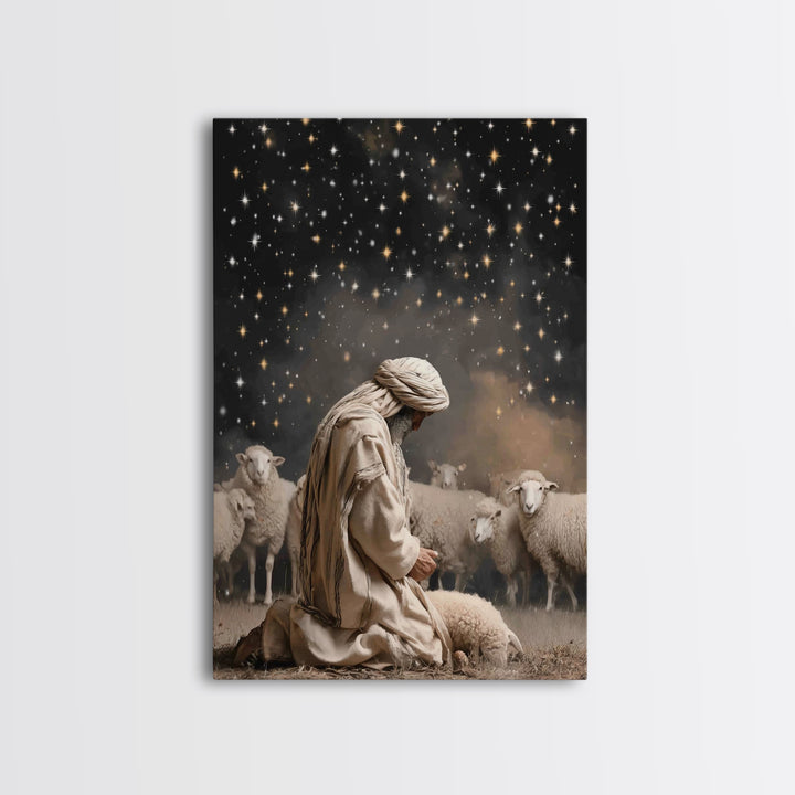 Starry Night Prayer – Framed Canvas Print – Christian Wall Art – Christian Art Canvas – Christian Painting – Subtle Christian Art – Christi