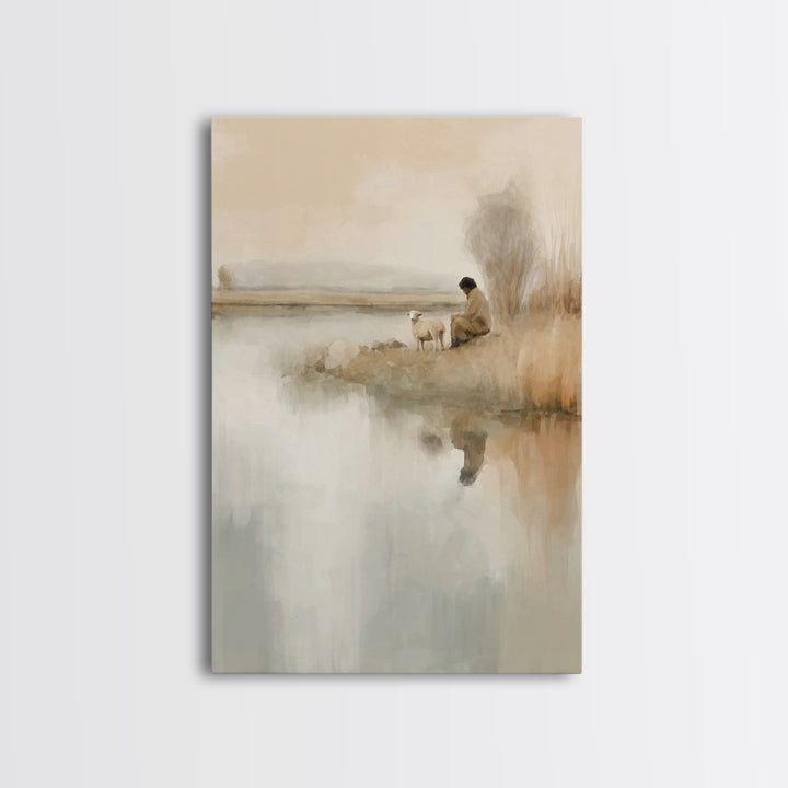 Kneeling Light – Framed Canvas Print – Christian Art – Subtle Christian Art – Christian Wall Art – Christian Art Canvas – Christmas Wall Ar
