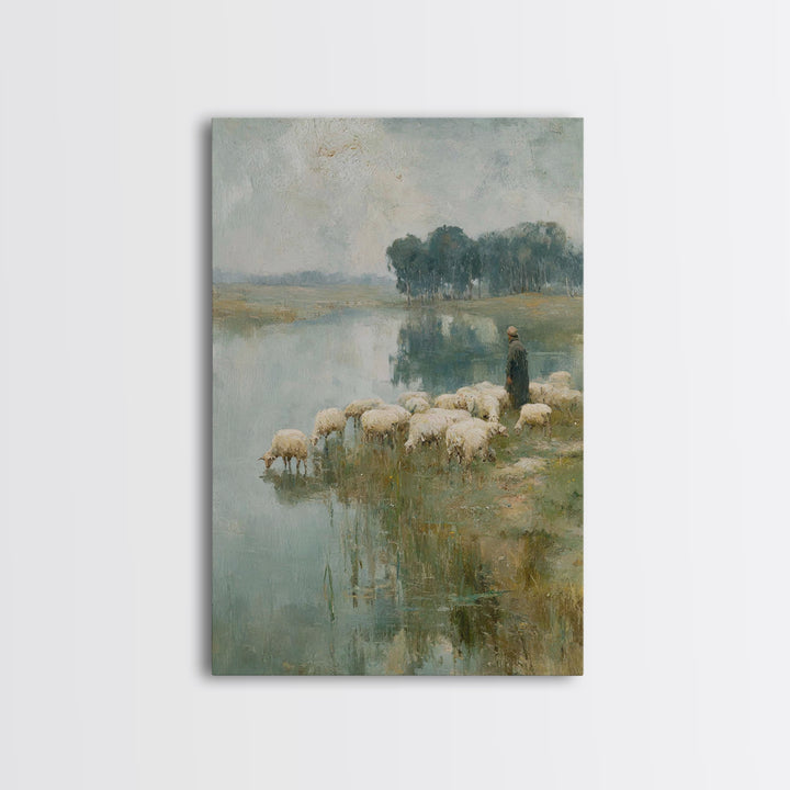Pastoral Grace – Framed Canvas Print – Christian Wall Art – Christian Art Canvas – Jesus Painting – Christian Christmas Art – Christian Dec