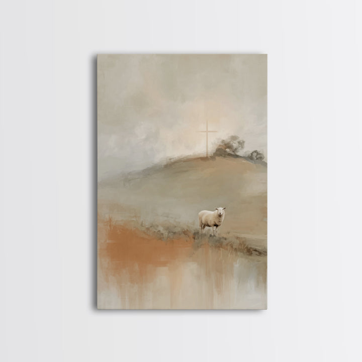 Crosslight Meadow | Framed Canvas Print | Christian Art | Christian Wall Art | Modern Christian Art | Christian Christmas Art | Jesus Paint