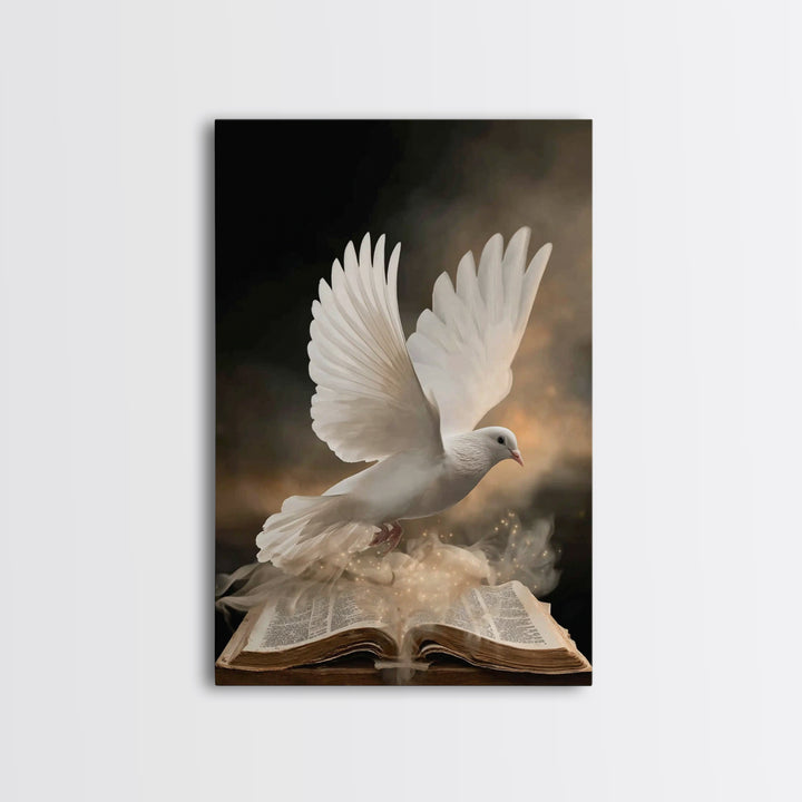 Dove Of Revelation – Framed Canvas Print – Christian Wall Art – Moody Christian Art – Christian Art Canvas – Christian Christmas Art – Chri