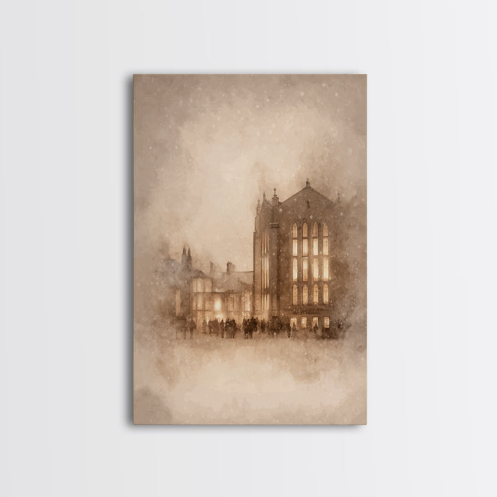 Evening Gathering – Framed Canvas Print – Christian Art – Christian Wall Art – Moody Christmas Art – Christian Art Canvas – Christian Gift