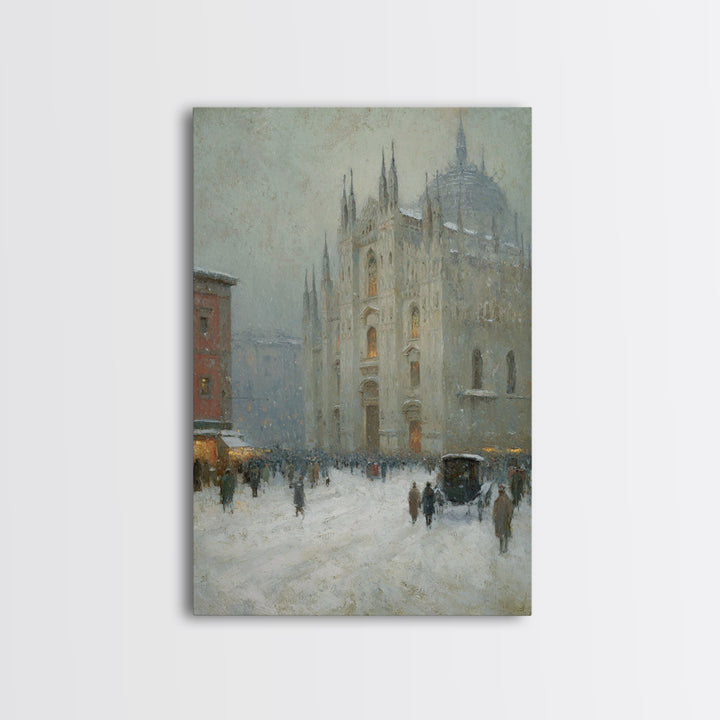 Snowfall Cathedral – Framed Canvas Print – Christian Art Canvas – Christian Wall Art – Christmas Art – Christian Christmas Art – Christian