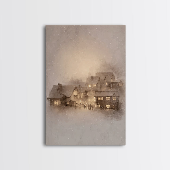 Holy Hearth Glow – Framed Canvas Print – Christian Art Canvas – Christmas Wall Art – Christian Christmas Art – Moody Christmas Art – Christ