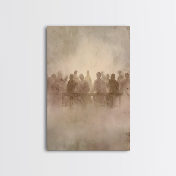 Communion Shadows – Framed Canvas Print – Moody Christian Art – Jesus Painting – Christian Wall Art – Abstract Christian Art – Christian Ar