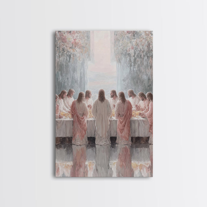 Heavenly Supper Light – Framed Canvas Print – Jesus Painting – Christian Wall Art – Christian Art Canvas – Modern Christian Art – Large Chr