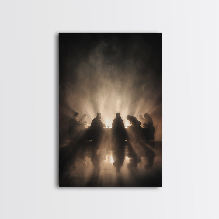 Glory At The Table | Framed Canvas Print | Christian Wall Art | Jesus Painting | Christian Art Canvas | Moody Christian Art | Unique Christ