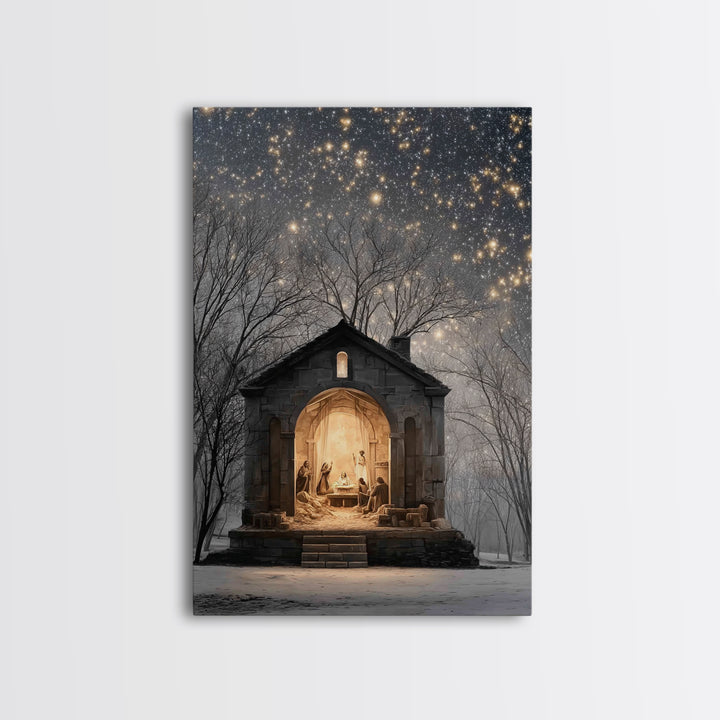 Starborn Nativity – Framed Canvas Print – Christian Christmas Art – Christmas Wall Art – Christmas Art Prints – Christian Art Canvas – Fram